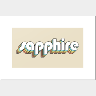 Sapphire - Retro Rainbow Typography Faded Style Posters and Art